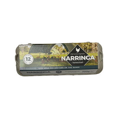 Picture of NARRINGA HOMESTEAD FREE RANGE EGGS  700G 12PK