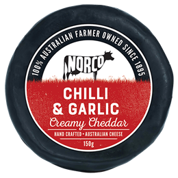 Picture of CHILLI & GARLIC CREAMY CHEDDAR CHEESE 150G