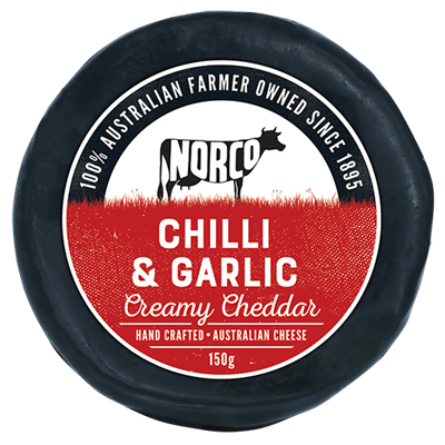 Picture of CHILLI & GARLIC CREAMY CHEDDAR CHEESE 150G